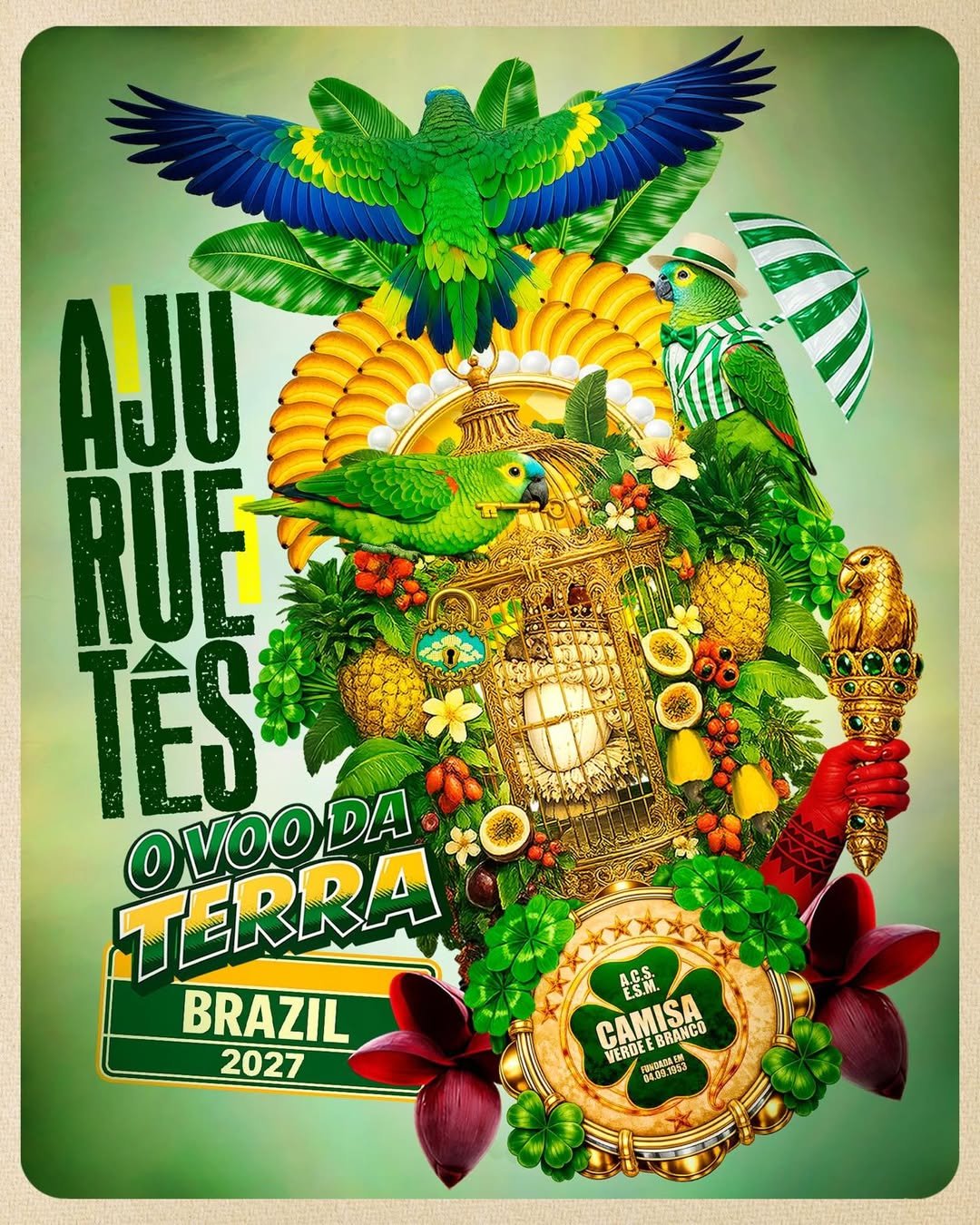 Logo do Enredo Camisa Verde e Branco Carnaval 2027