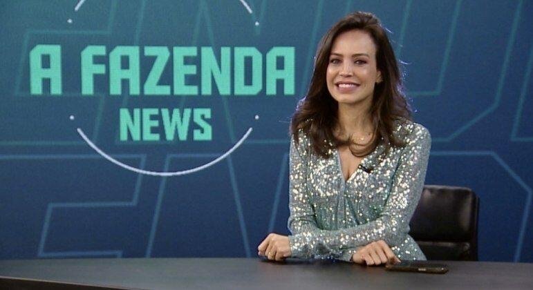 Fabiana Oliveira recebe Felipeh Campos e Erika Schneider em A Fazenda News - Foto: Divulgação / RecordNews