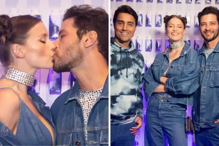 Leandro Lima beija esposa Flávia Lucini em evento com Ricardo Pereira - Fotos: Patrícia Devoraes/Brazil News